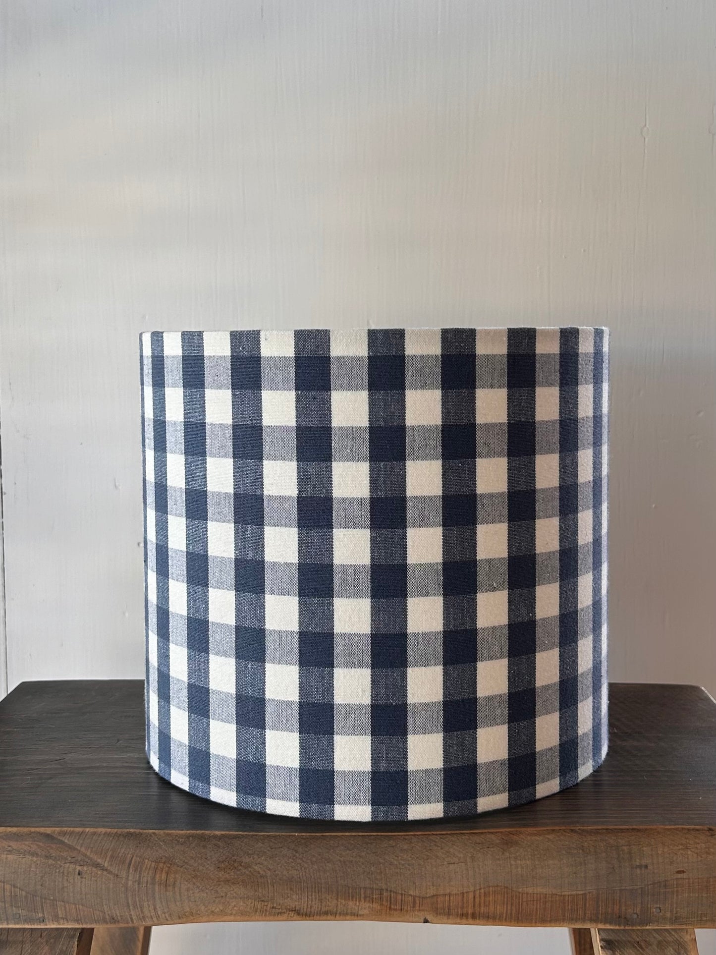Navy and cream check 20cm lampshade