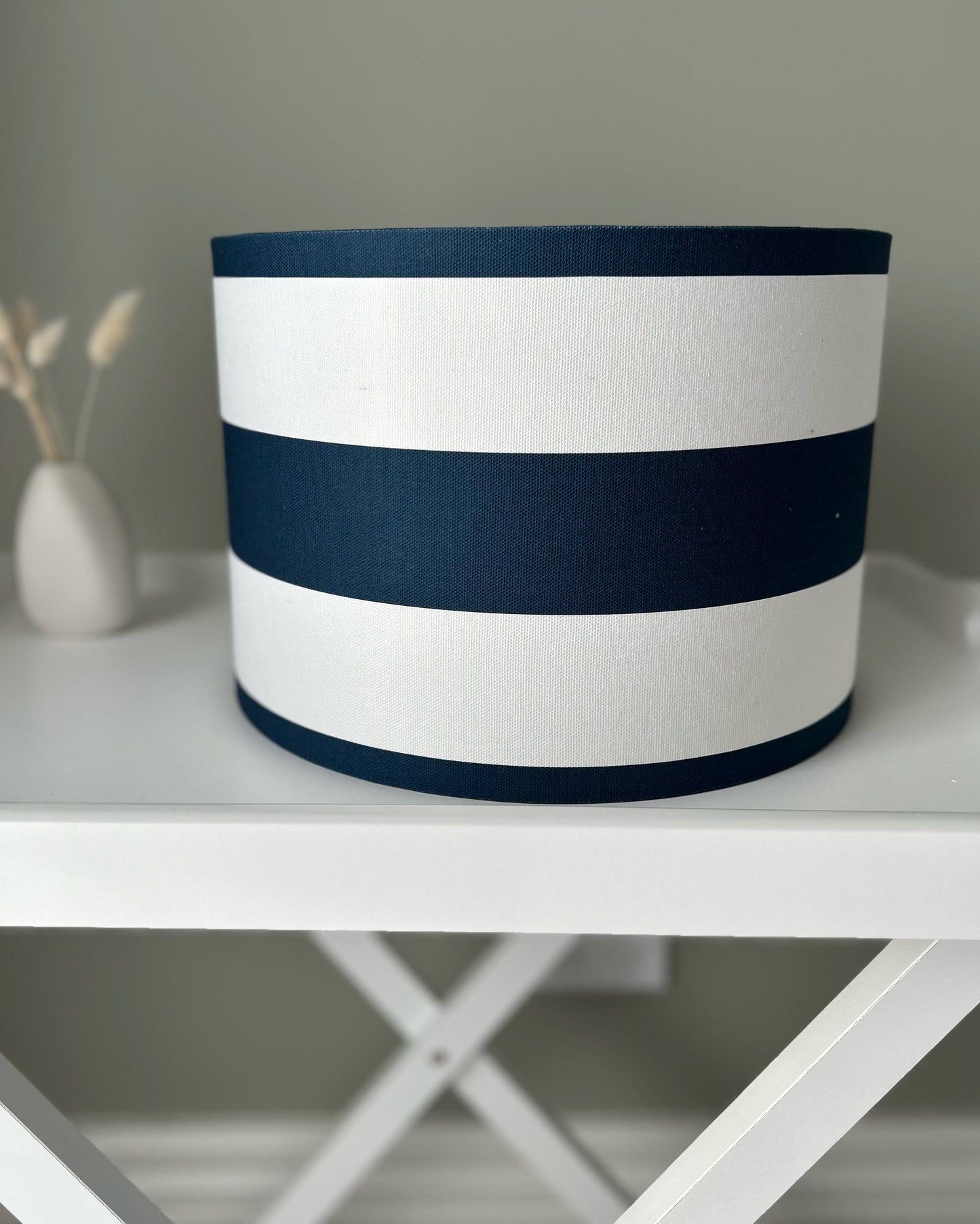 Awning Stripe Navy 30cm Drum Lampshade