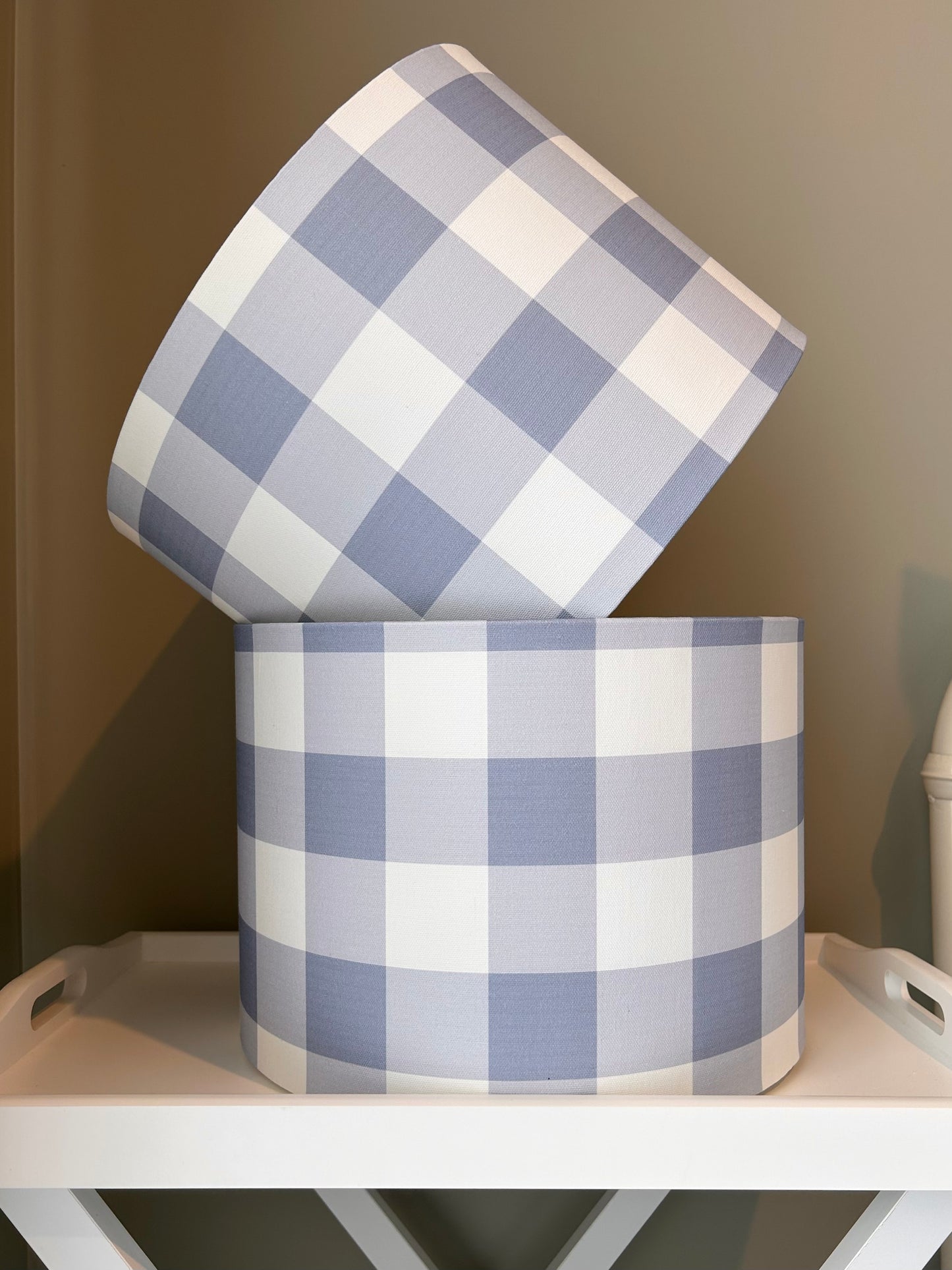 "Breeze Medium Check" Drum Lampshade