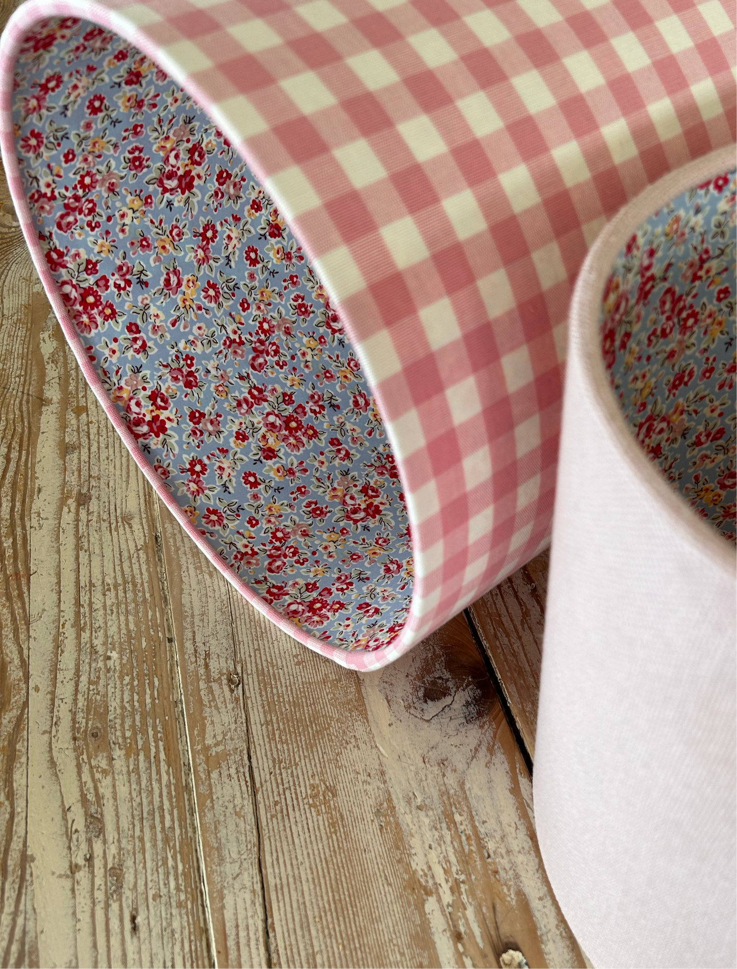 Laura Ashley Pink Gingham & Penelope Floral Lined 25cm Lampshade