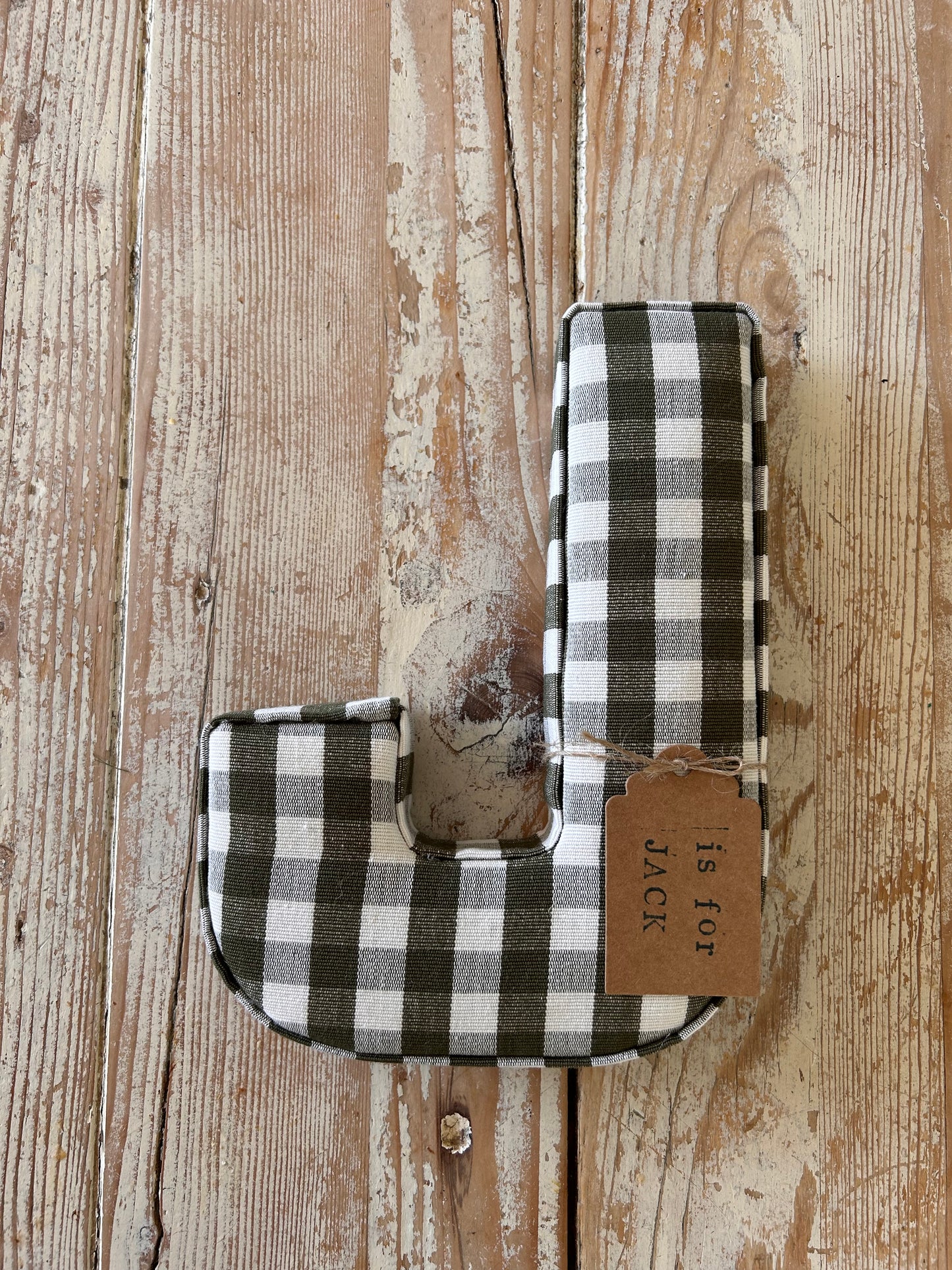 Olive Gingham Letter