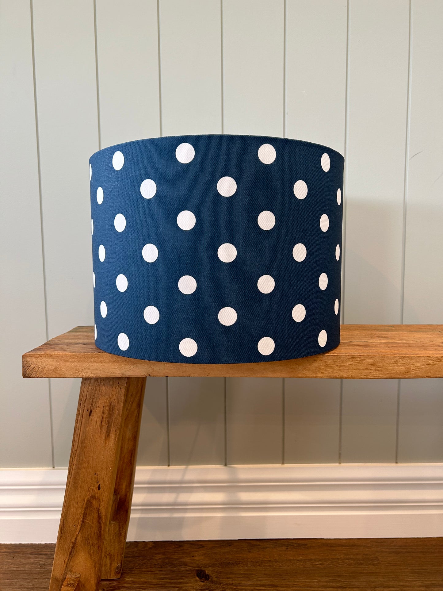 "Spotty Day Reverse Navy" 30cm Drum Lampshade