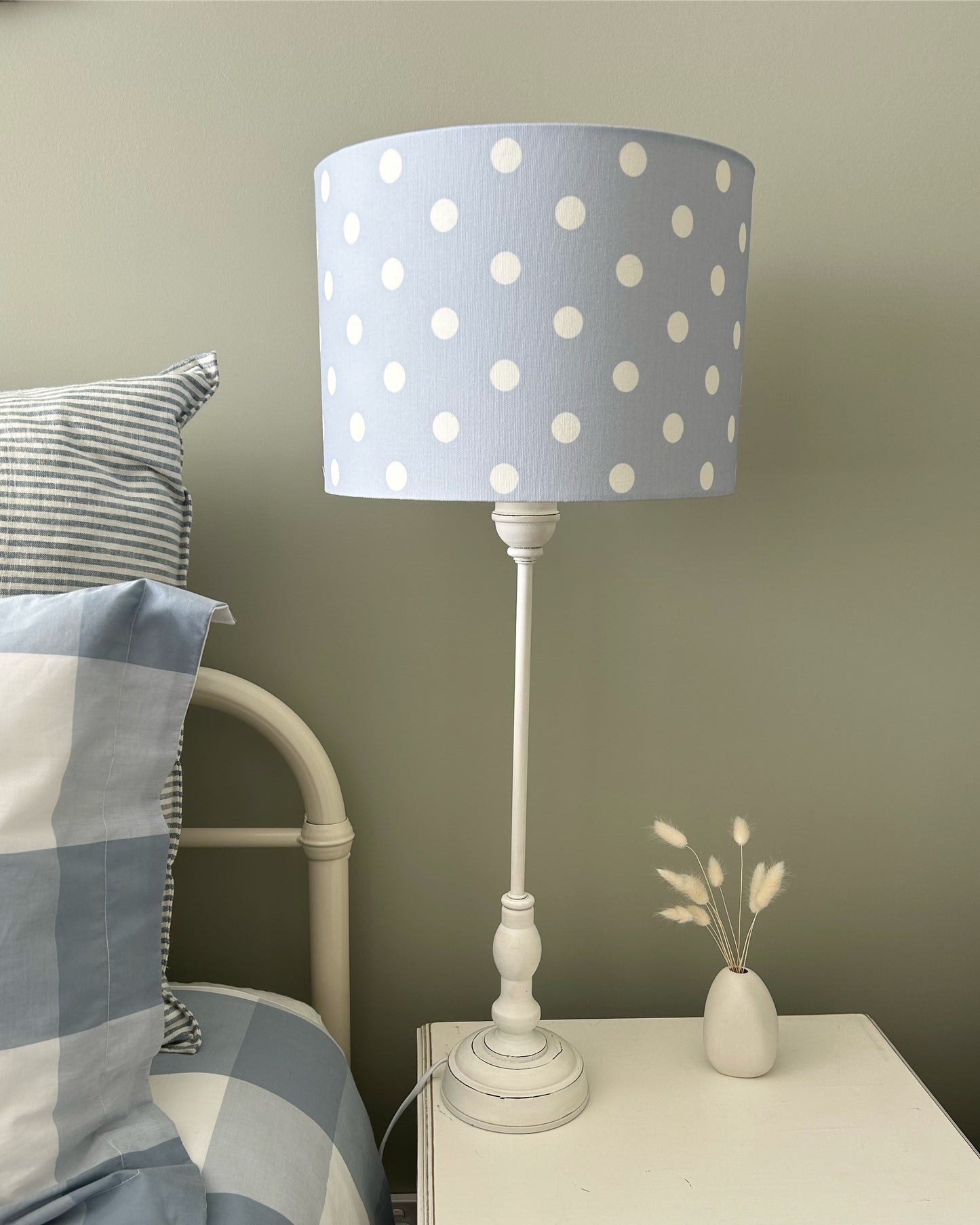"Spotty Day Reverse in Cornflower" 30cm Drum Lampshade