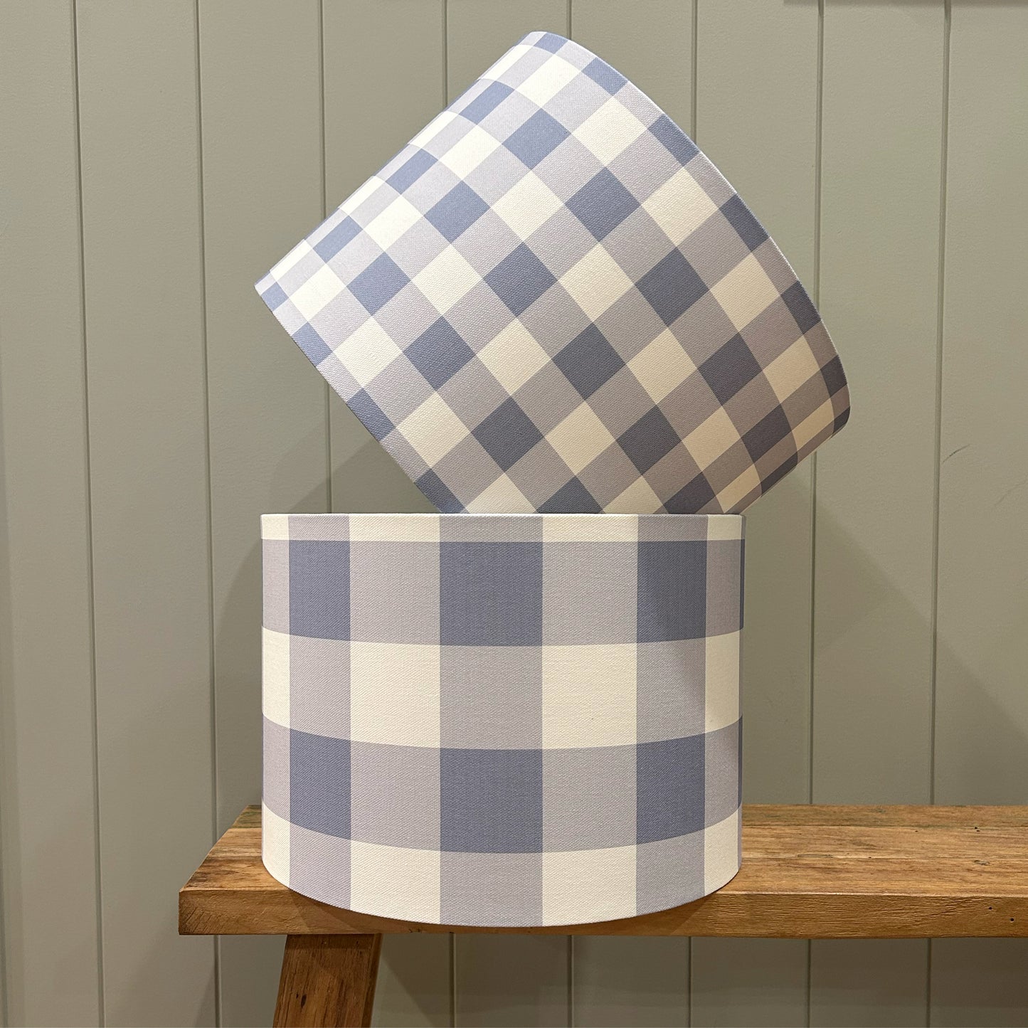 "Breeze Medium Check" Drum Lampshade